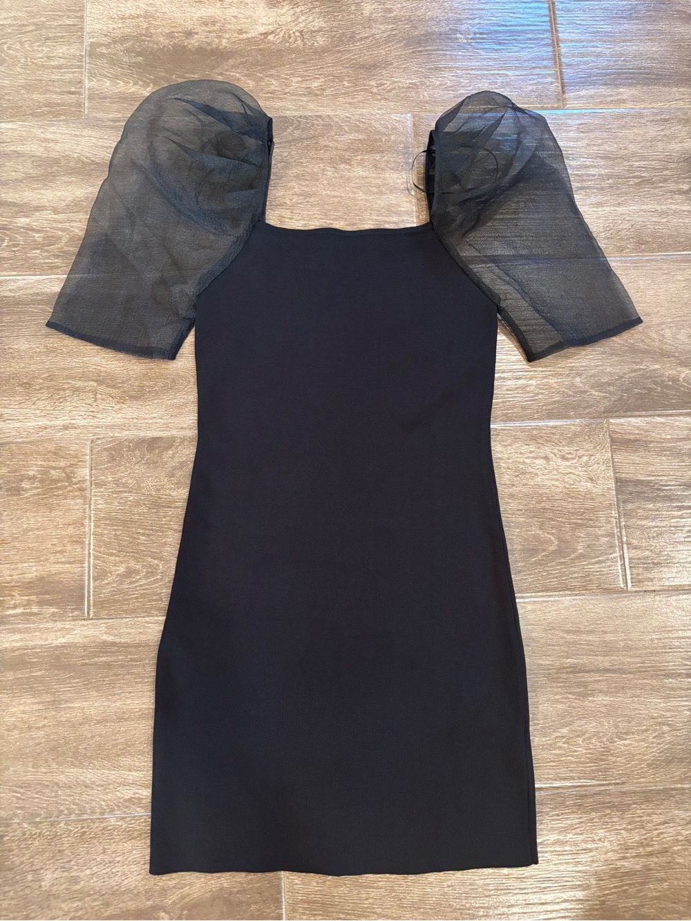 Black Puff Sheer Sleeve Size S Mini Dress Knit Bodycon Hoco Whimsygoth Event